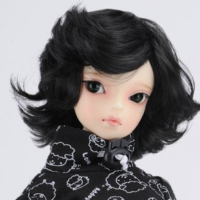 돌모아 구체관절인형 가발 MSD 42cm 시멘틱모헤어 내츄럴컬 단발 블랙 (7-8) Zephy Wig (Black), 1개