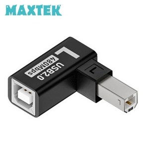 [MAXTEK] 맥스텍 USB 2.0 B타입 연장 젠더 Type-B 5V 2A [좌향 90도 꺽임] [MT592], 1개