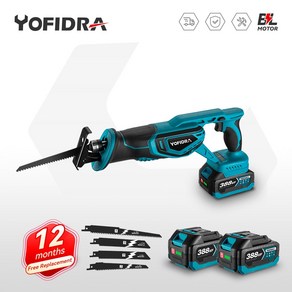 Yofida 18V 브러시리스 왕복 톱 무선 다기능 목재 금속 목재 파이프 절단 전동 공구 Makita 18V 배터리용, 3.NO Battey  EU, 1개