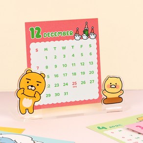 2025 카카오프렌즈 아크릴 스탠드 캘린더 세이치즈 일러스트 탁상달력 미니 데스크캘린더, 1개, 핑크