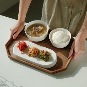 까유니아 우드트레이 팔각 나무 카페 쟁반 트레이, 직팔각 트레이 (36cm x 26cm), 1개