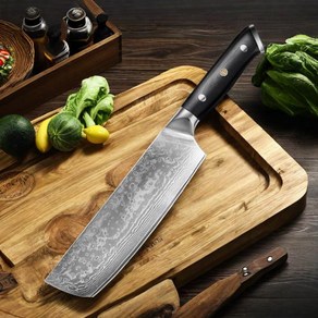 일본 다마스커스 나키리 나이프 67 층 VG10 스틸 나이프 인체공학적 G10 핸들 클리버 도구 7 인치, 01 6.5 Santoku knife, 1개, 한개옵션1