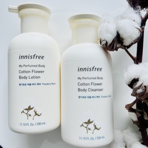 Innisfee 이니스프리 My Pefumed Body COTTON Flowe 마이 퍼퓸드 바디 Cleanse+Lotion (300ml+300ml), 2개