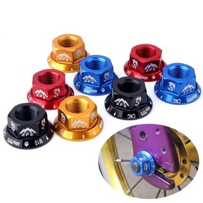 2Pcs 자전거 M10 허브 너트 알루미늄 합금 볼트 플랜지 앞 바퀴 뒤 바퀴 나사 모자 Mtb 도로 접는 고정 기어 자전거, 2개