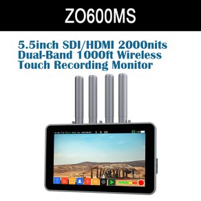 I-ON Shimbol 5.5인치 HDMI/SDI 2000nits Dual-Band 1000ft 무선 터치 레코딩 모니터 ZO600MS, 1개