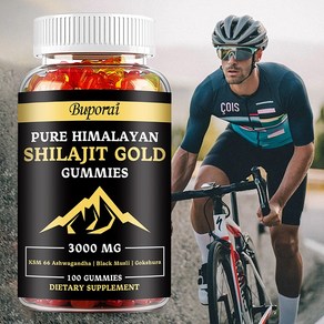 Shilajit Gummies Ashwagandha Gokshua 휴믹산 및 85가지 이상의 미량 미네랄로 실험실 테스트 완료 남성 여성 Non-GMO, 1개, 100정