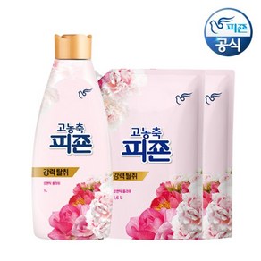 피죤 고농축 섬유유연제 로맨틱플라워 1L 용기+ 1.6L 리필 x 2개, 1개