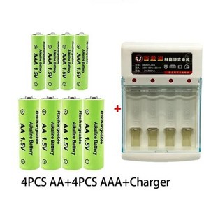 AA AAA 배터리 1.5V 충전식 배터리 AA9800MAH AAA8800MAH LED 손전등 및 전자 기기용 충전기 포함 2024 신제품, 1개