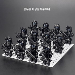 화생방 중무장 특수부대 SWAT 조립 미니 피규어 호환 블록, 1세트, 중무장 특수부대 12인