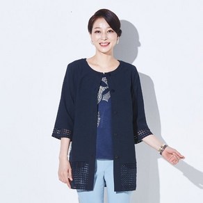 [마담엘레강스] 매쉬 배색 라운드넥 재킷 K191JK09 1463533