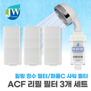 JW 제이더블유 힐링 정수 샤워 필터 리필 녹물 잔류 염소제거 카본필터, 정수 샤워 필터 ACF 필터 리필 3개 1세트, 1개