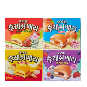 오리온 후레쉬베리 12p 딸기+복숭아+딸기바나나+요거트베리 336g 4종