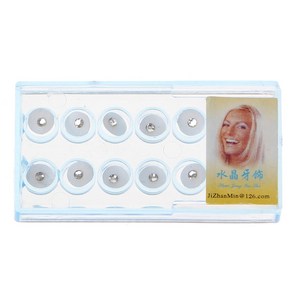 10pcs/box 2mm 치과 용 다채로운 크리스탈 치아 패션 보석 보석 장식 상자와 함께, 투명한