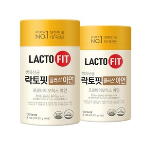 종근당건강 락토핏 생유산균 플러스 아연, 120g, 2개