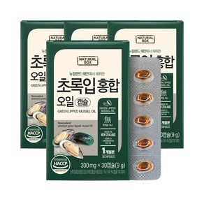 내추럴박스 초록입홍합 오일캡슐 300mg, 30정, 4개