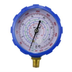 좋은 에어컨 매니폴드 게이지 고압 및 저압 냉매 압력계 밸브 포함 R134a R404a R22 500PSI, 01 BLUE 0-500PSI, 1개