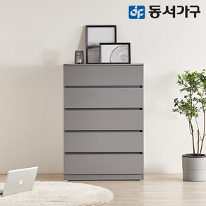 동서가구 몬티아 800 5단 광폭 속 깊은 서랍장 DF643162, 화이트