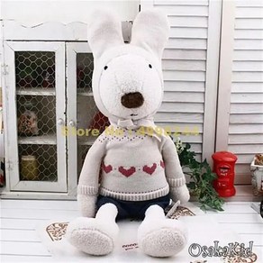 토끼인형 프린트 니트 스웨터 Le Suce 슈가 토끼 인형 동물 봉제 장난감, [01] 30cm, [01] WHITE, 1개