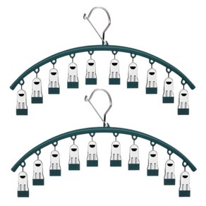 리빙이지 논슬립 10구 양말 건조 집게, 2개, 그린