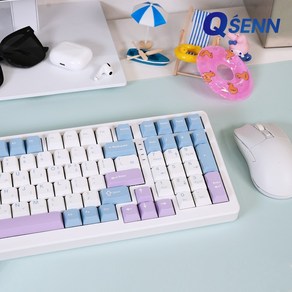 QSENN Q99 PBT 풀윤활 가스켓 유무선 기계식 키보드 블루퍼플 하이무 저소음 바다소금, 저소음 바다소금축