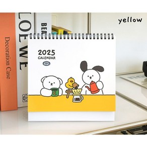 꼬망 2025 탁상 달력 스탠딩 캘린더, YELLOW, 1개