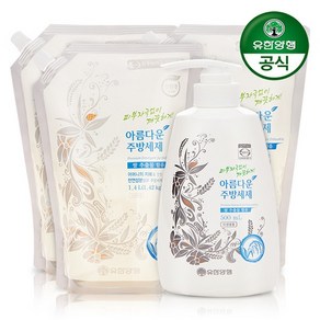 [유한양행] 아름다운 주방세제 쌀추출물 용기500ml 1개+리필 1400ml 3개, 없음