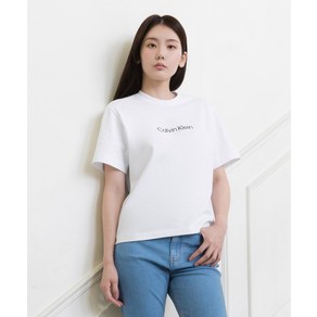 캘빈클라인 진 CALVIN KLEIN JEANS 5colo 여 릴렉스핏 스탠다드 로고 반팔 티셔츠 (화이트블랙그레이카프리로즈 라이트블루) 40WH113