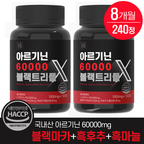 뉴트라업 아르기닌 60000 블랙트리플 국산 L 아르기닌 식약청 HACCP 인증, 2개, 120정