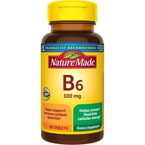 Natue Made Vitamin B-6 100 Mg Tablets 100-Count Pack of 2, Unflavoed, 100 Count (Pack of 1), 2개, 100정