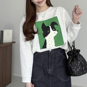 [행복여] 페인팅 콜리 루즈핏 맨투맨 티셔츠