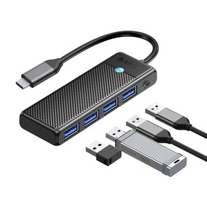 오리코 C타입 4in1 USB 3.0 허브 PAPW4A-C3, 블랙, 15cm, 1개