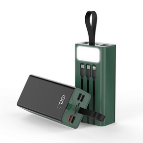 CCAGU 대용량 보조배터리 30000mAh 일체형 3개 케이블 내장 22.5W PD QC3.0 초고속충전 파워뱅크 보조밧데리