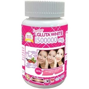 슈프림 글루타 화이트 1500000 Mg. 미백 안티에이징 주근깨 감소 피부 미백 패스트 액션 캡슐 소프트젤 30정.