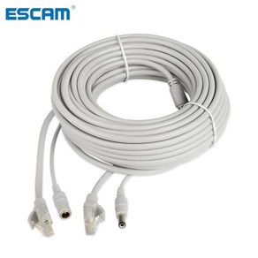 ESCAM CCTV 네트워크 IP 카메라용 케이블 전원 랜 코드 RJ45 DC 12V 30m 20m 15m 10m 5m, 6.10M, 1개