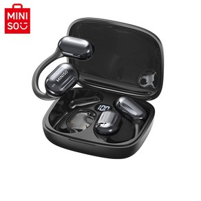 MINISO 이어폰 AI 번역 블루투스 오픈형, 블랙, MS162