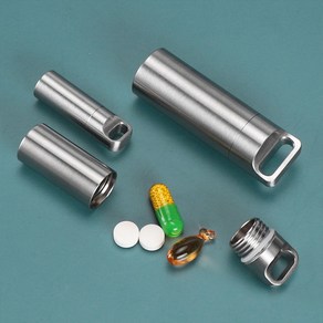 휴대용 알약케이스 SUS 304, 2. 중형 - 내경 12 x 34 mm, 1개