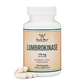 Double Wood Lumbokinase 효소 보충제 - 120캡슐 (최대 활성 10 000 FU/그램) 1회 제공량당 150mg (필러 없음 GMO 프리 글루텐 프리) 심, 10개, 120정