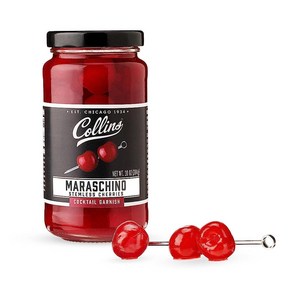 Collins Stemless Maaschino Cheies Ganish fo Collins Stemless Maaschino 체리 칵테일 디저트 맨해튼 장식, 283g, 1개