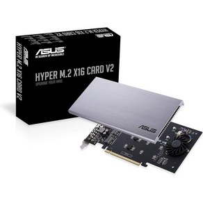 ASUS 아서스 Hype M.2 X16 PCIe 3.0 X4 익스테인레스 스틸션 카드 V2는Intel 인텔 VROC 및 AMD Ryzen Theadippe NVMe RAID