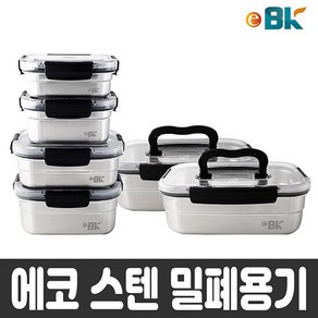 국산 포스코 스텐 밀폐용기 에코 직사각 4호 1040ml 반찬통 보관, 1개