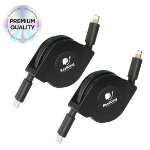 Reelking 아이폰 C to 8 라이트닝 PD27W 고속충전 릴케이블, 2개, 1m