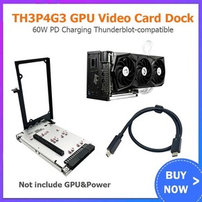 TH3P4G3 썬더볼트 호환 GPU 비디오 카드 도크 랩탑-맥북 노트북용 외장 그래픽 카드 PD 60W 40Gbps