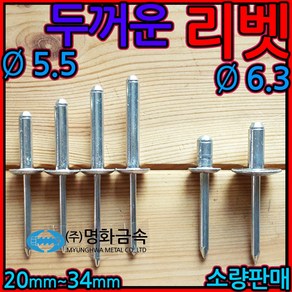 두꺼운 굵은 리벳 리베트 알루미늄 블라인드 리벳못 5.5mm 6.3mm 조립 수리 유로폼, 1-3 접시머리 리벳, 4.8x11mm-23개, 1개