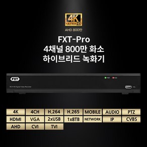 FXT - Po 4채널 800만 화소하이브리드 녹화기(하드미포함) CCTV 녹화기, 4CH 800만 하이브리드 녹화기, 1개