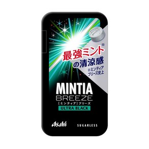 민티아 목캔디 일본 아사히 민트 사탕 브리즈 슈가리스 울트라 블랙, 22g, 8개