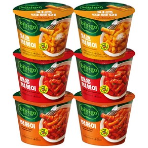 [꾸리미] (실온보관) 비비고 컵 떡볶이 3종 (떡볶이 110g x 2개+치즈떡볶이 110g x 2개+매운떡볶이 110g x 2개)