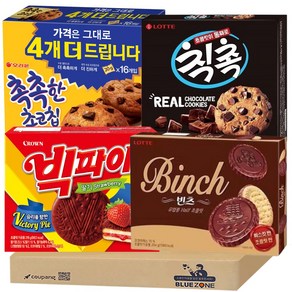 [블루존] 초코 과자 간식 세트 (촉촉한초코칩+빅파이+빈츠+칙촉), 1개