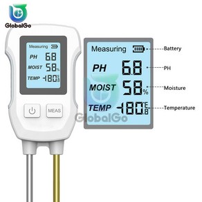 디지털 LCD 토양 테스터 PH 수분 온도 309 pH 계량기 내열 금속 센서 습도 모니터 꽃 식물 원예용, 1)Soil PH Teste, 1개