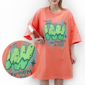 [5XL 3COLOR] 더블유 발포 롱티 55~99까지 루즈핏 오버사이즈 박스티 남여공용 홈웨어