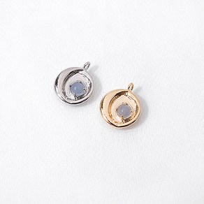 싼비즈 [7161-10]큐빅펜던트 문스톤달원 12x15mm 1개